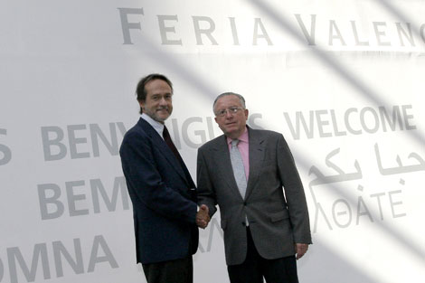 De izquierda a derecha, Jose Mara Zalbidea, secretario general de Fepex y Vicente Peris Alcayde, presidente de Iberflora...