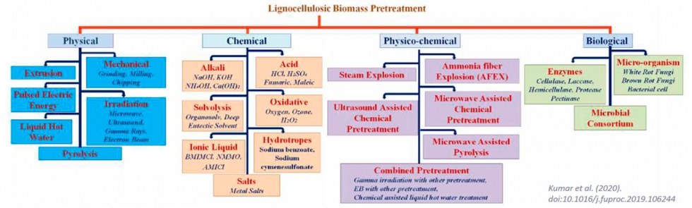 Figura 10. Diferentes tecnologas de pretratamiento de biomasa lignocelulsica