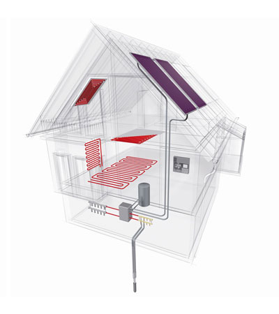 Through a termovector circuit, retrieved heat builds up in order to satisfy the demand for hot water