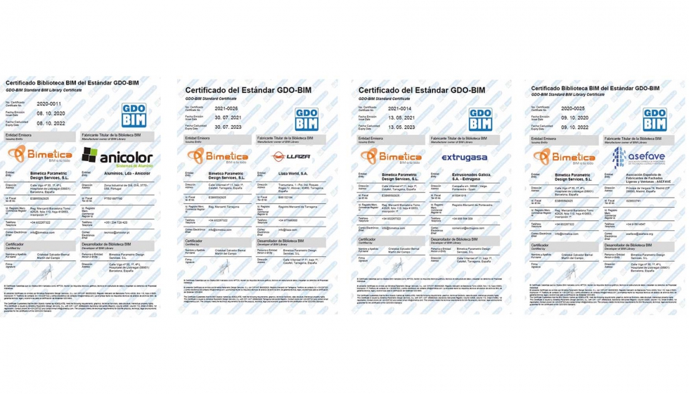 Certificados de bibliotecas BIM de calidad de productos de construccin
