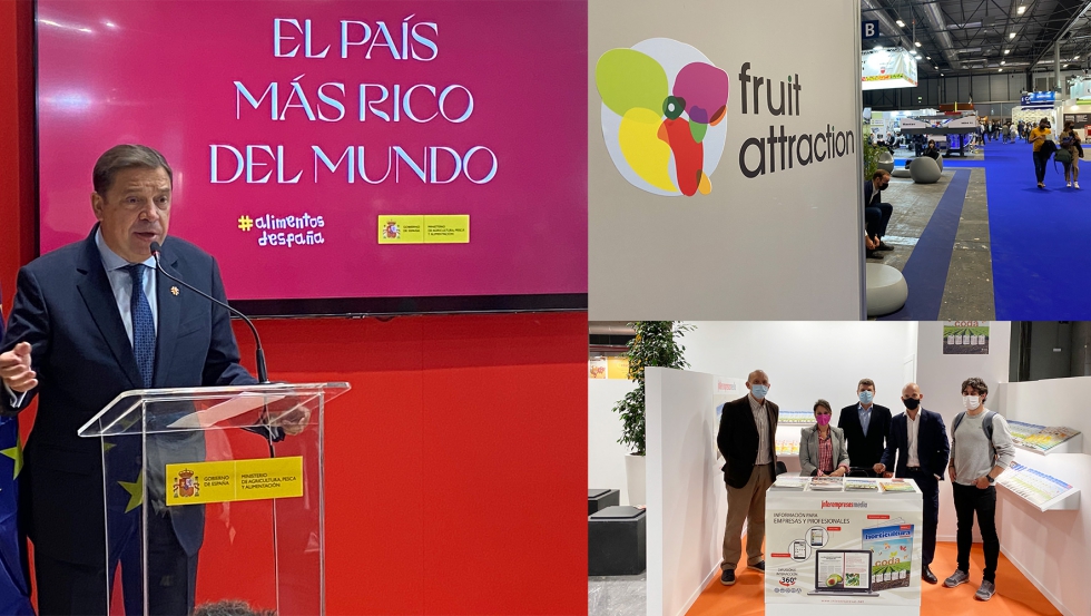 Intervencin de Luis Planas en Fruit Attraction y estand de Interempresas Media con parte del equipo del rea Agroalimentaria...