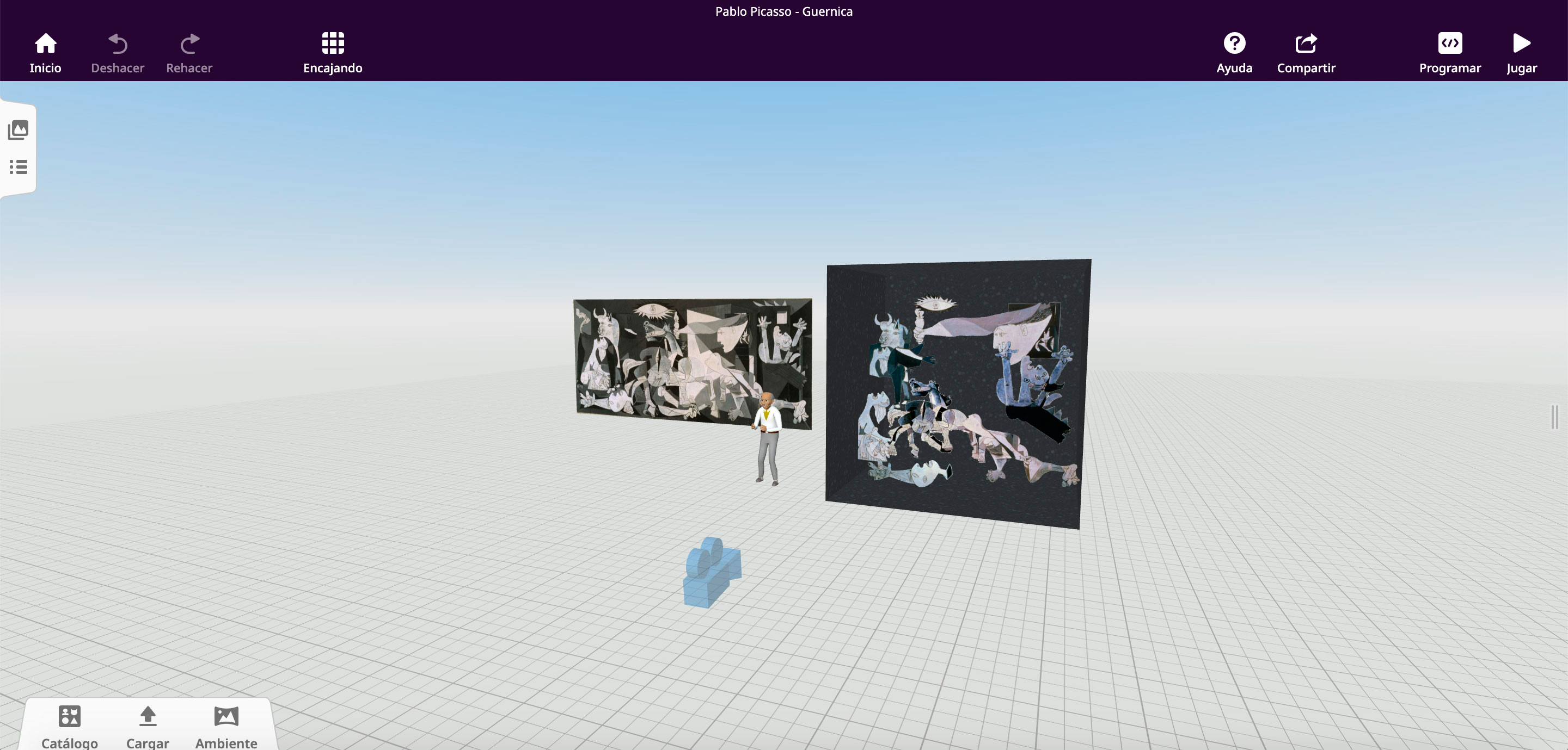 Diorama virtual del Guernica de Pablo Picasso. Vista general en 'CoSpaces EDU'