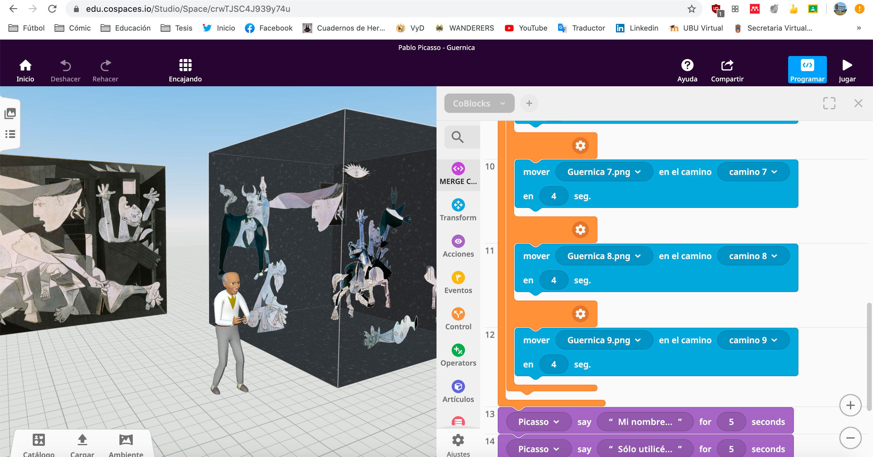 Vista general de 'CoBlock', programacin por bloques dentro de 'CoSpaces EDU'