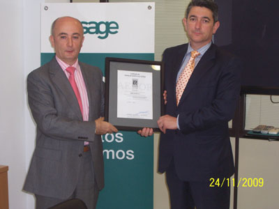 La compaa Sage Aytos, galardonada con la certificacin ISO 9001:2008 de Aenor