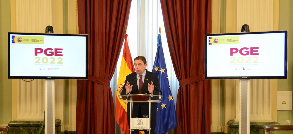 El ministro Luis Planas durante la presentacin de los presupuestos del MAPA para 2022