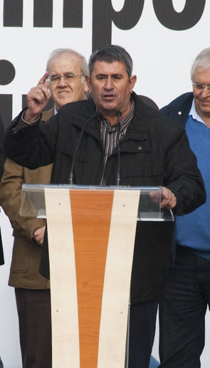 Lorenzo Ramos, secretario general de la UPA, durante la manifestacin del 21-N en Madrid
