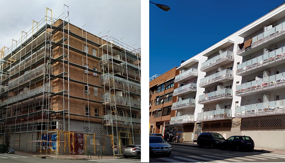 Antes y despus del proceso de renovacin del edificio Nicolasa Gmez 92, de Madrid...