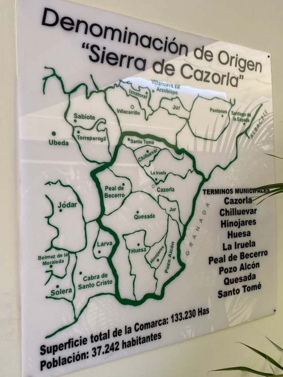 Mapa de la DOP Sierra de Cazorla en el Consejo Regulador