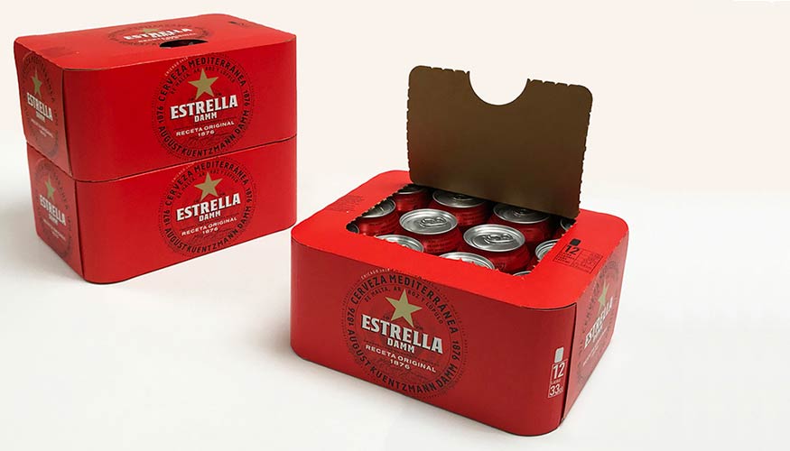 Embalaje de cartn de Estrella Damm con esquinas redondeadas de Graphic Packaging International Spain