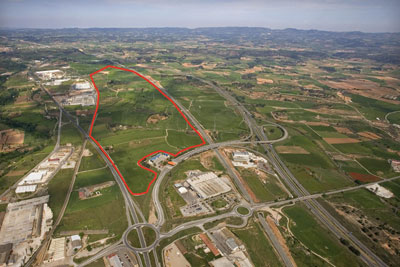 Aerial view of the area of Montblanc where the new project of Cimalsa will be located