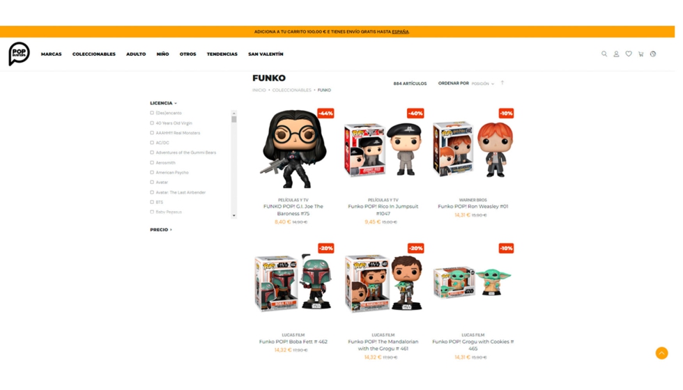 Los Funkos ocupan una parte representativa de la oferta del e-commerce