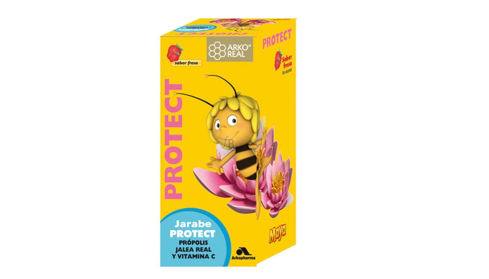 El licensing se extiende a muchas categoras, como la de farmacia y cosmtica. En la imagen, un jarabe que utiliza la imagen de La Abeja Maya...