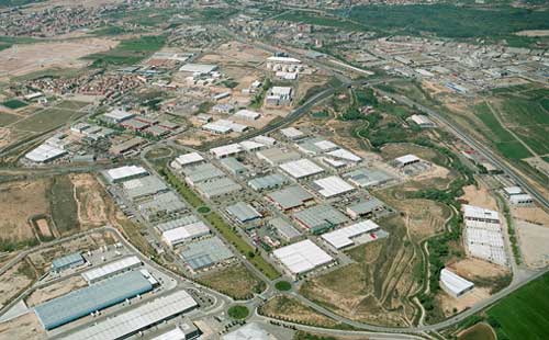 Aerial view of the sector of business activities Cam dels Frares