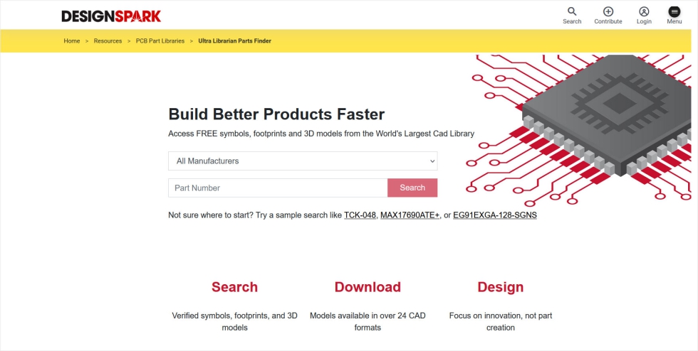Millones de modelos CAD 3D gratuitos ahora disponibles a travs de Ultra Librarian Parts Finder en DesignSpark