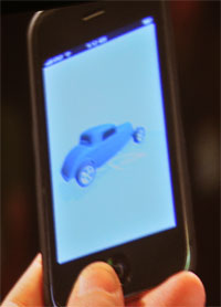 An iPhone allows to view and rotate a 3D model. The goal: 3D on any device