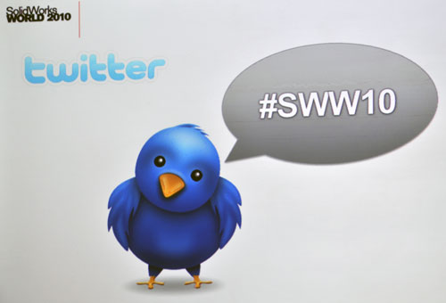 SolidWorks World 2010 can be followed on Twitter via the 'hashtag' # SWW10