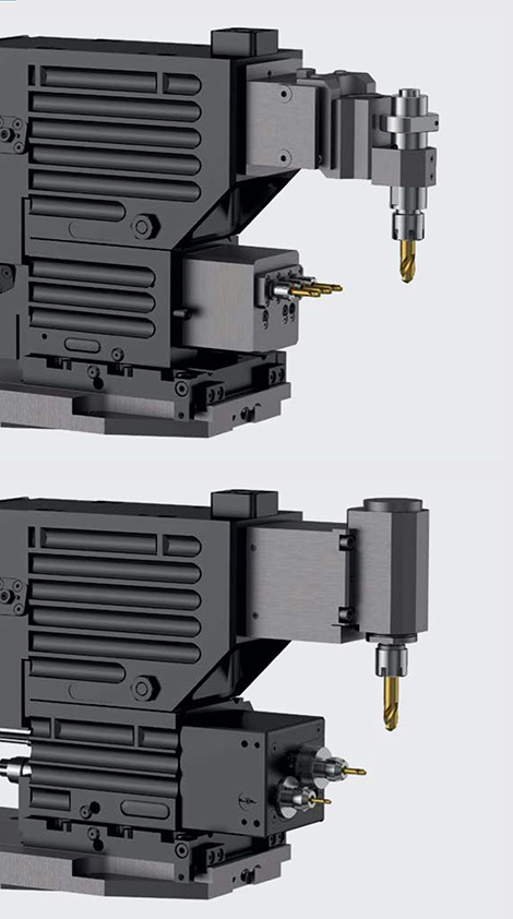 A mquina MultiSwiss pode ser equipada com um grande nmero de porta-ferramentas e  extremamente flexvel