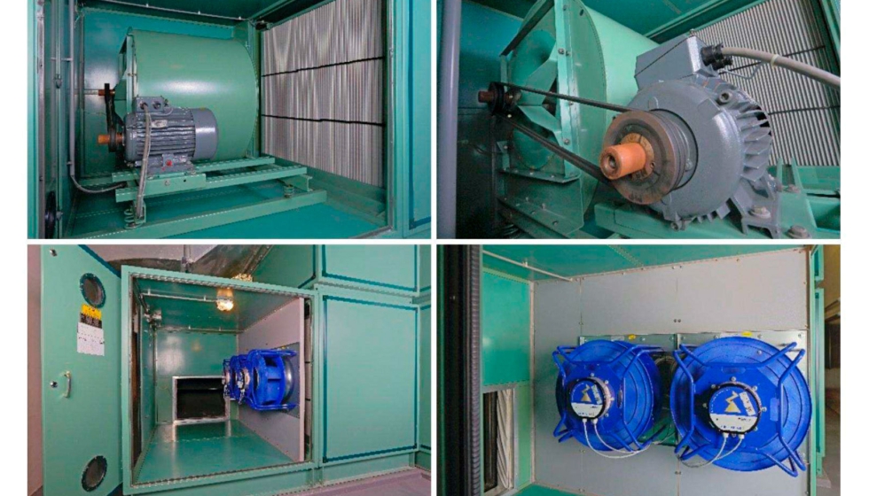Figura 2 .Ejemplo de retrofit (antes/despus) con ventiladores centrfugos ECblue en una unidad de tratamiento de aire...