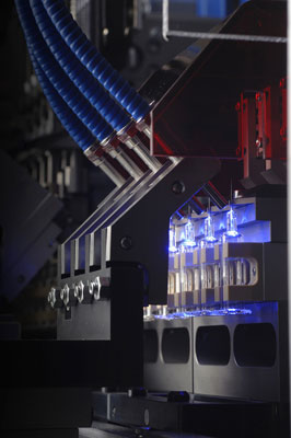 System of inspection of syringes by ultraviolet rays