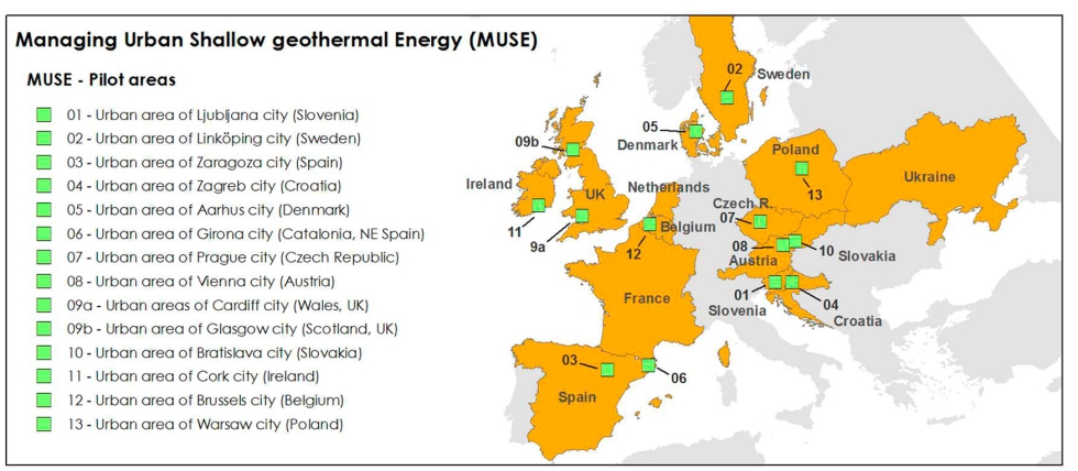 Figura 4. Las 14 ciudades piloto del proyecto MUSE en toda Europa