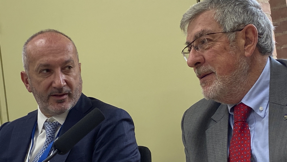 Conferencia de prensa en FIMA 2022, con la intervencin de Alessandro Malavolti (izquierda)