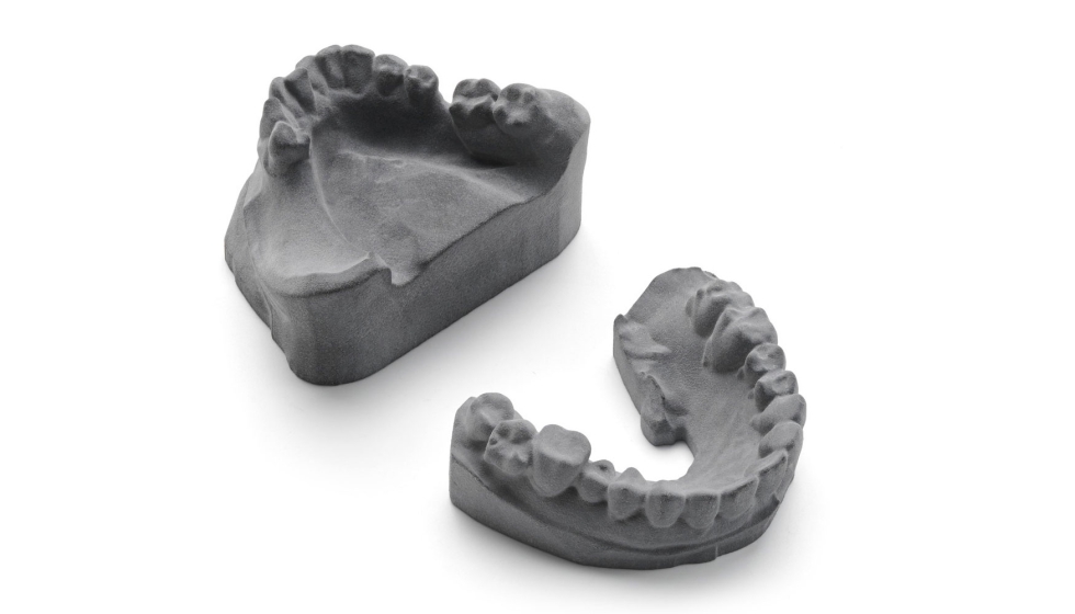 Modelos de prtesis dentales impresos con el equipo HP Jet Fusion 4200 en PA12. Cortesa de Biontech Dental