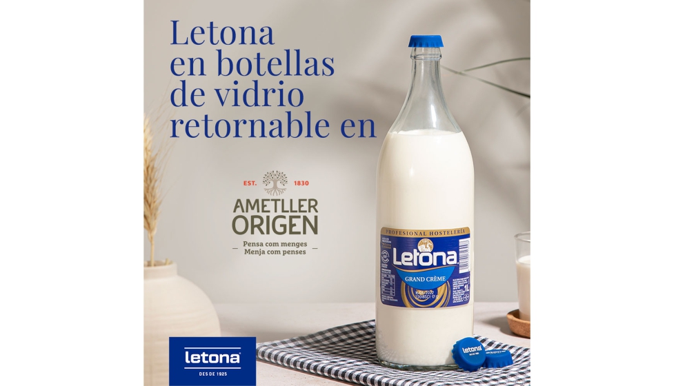 Letona refuerza su proyecto de sostenibilidad impulsando la economa circular con envases de vidrio retornables de la leche Letona UHT entera de 1L...