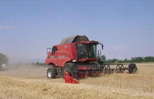 Combine Axial Flow 8120, one of the novelties presented at Fima, working on a farm