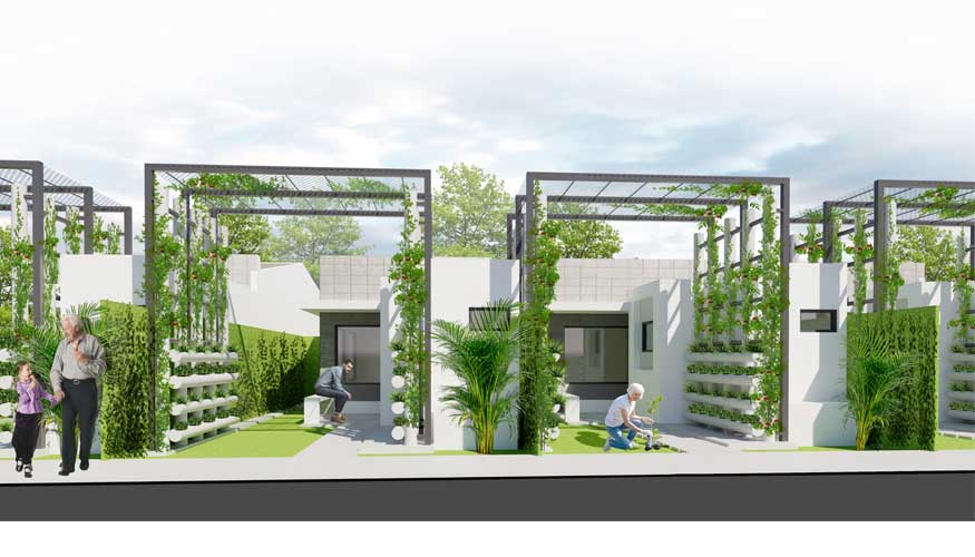 A proposta original da Affordable Bio-Houses inclui 4 habitaes unifamiliares num nico andar com 37 m2 de rea construda e 77 m2 de terreno em...