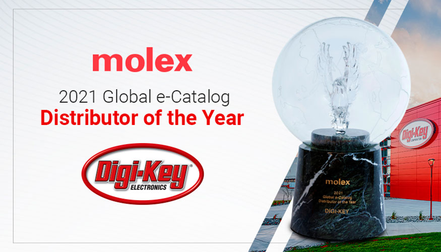 Molex nombra a Digi-Key como Distribuidor por catlogo electrnico global del ao 2021 durante la Cumbre de Liderazgo EDS de 2022...