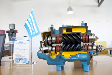 A sample of the new Atlas Copco blowers screw technology