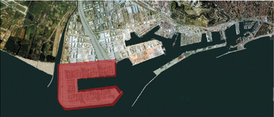 Recreacin de la futura ampliacin del Port de Barcelona
