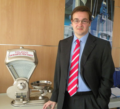 Rafael bonnet with one of the weighing equipment as part of the Mettler Toledo yesterday