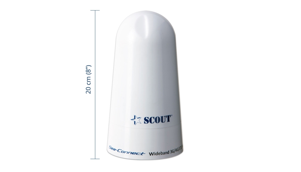 La antena multibanda Scout Sea-Connect ofrece excelente cobertura 3G/4G/LTD y WLAN...