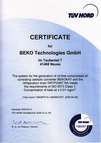 Certificado TV conseguido por Beko Technologies