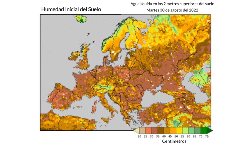Mapa 2. La peor sequ�a en 500 a�os deja el suelo con muy baja humedad