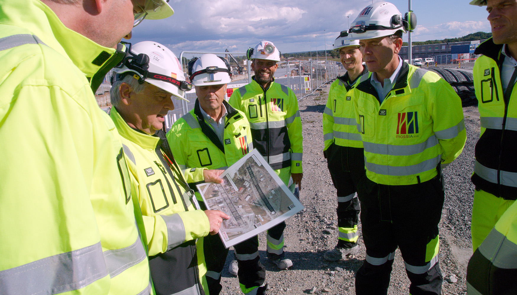 Visita a las obras en la lnea ferroviaria Sandbukta - Moss  Sstad, en Noruega