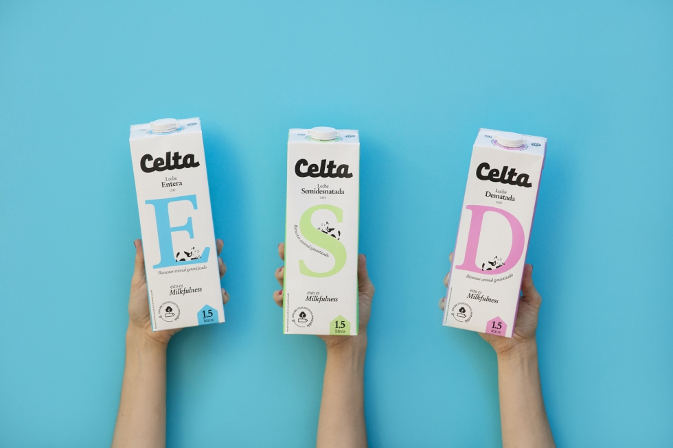 Leche Celta estrena nuevo logo, posicionamiento Milkfulness y packaging, lo que supone un rejuvenecimiento de la marca...