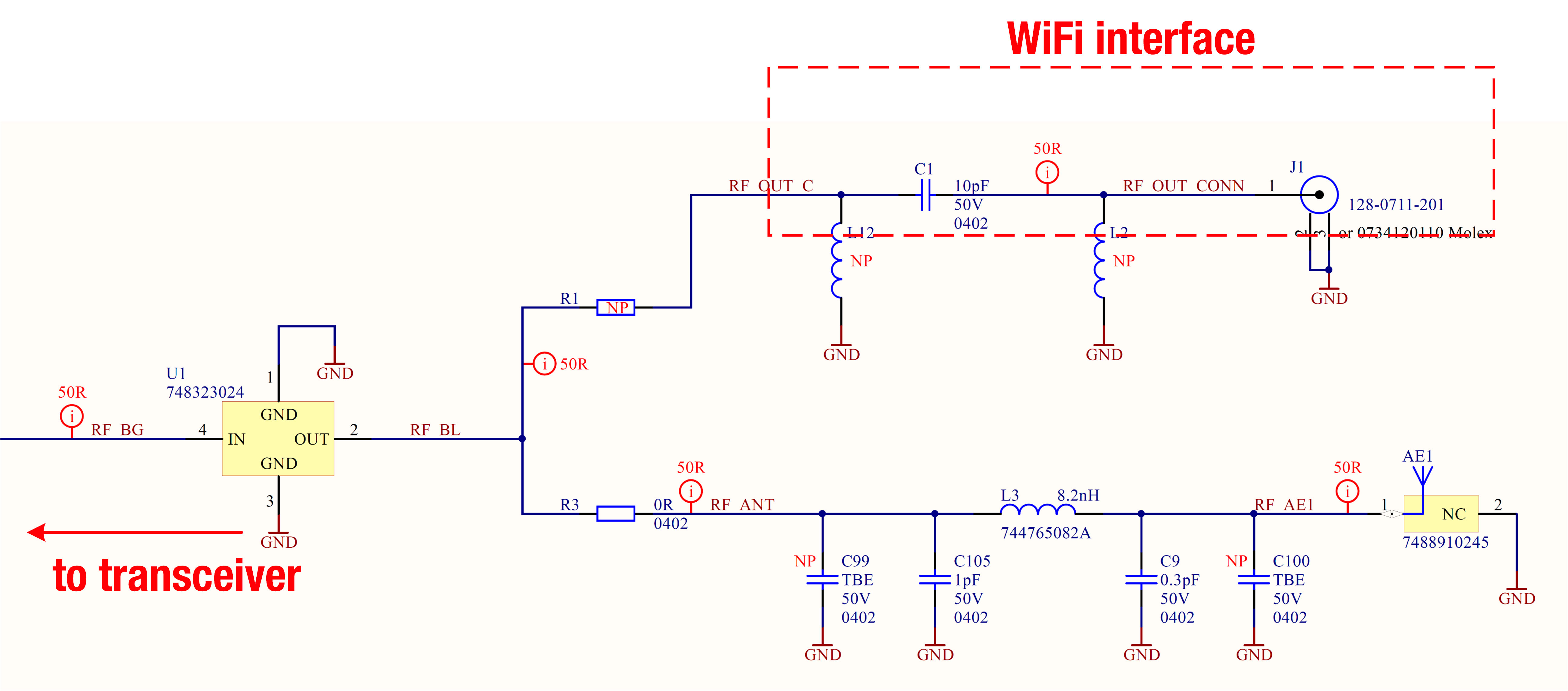 Figura 2: Interfaz wifi: diagrama de circuito de una placa de interfaz IoT