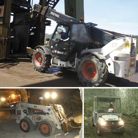 Varios de los modelos de la maquinaria de excavacin de Bobcat