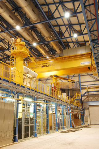 Interior view of the combined cycle plant for Natural Gas in Arrbal (La Rioja)