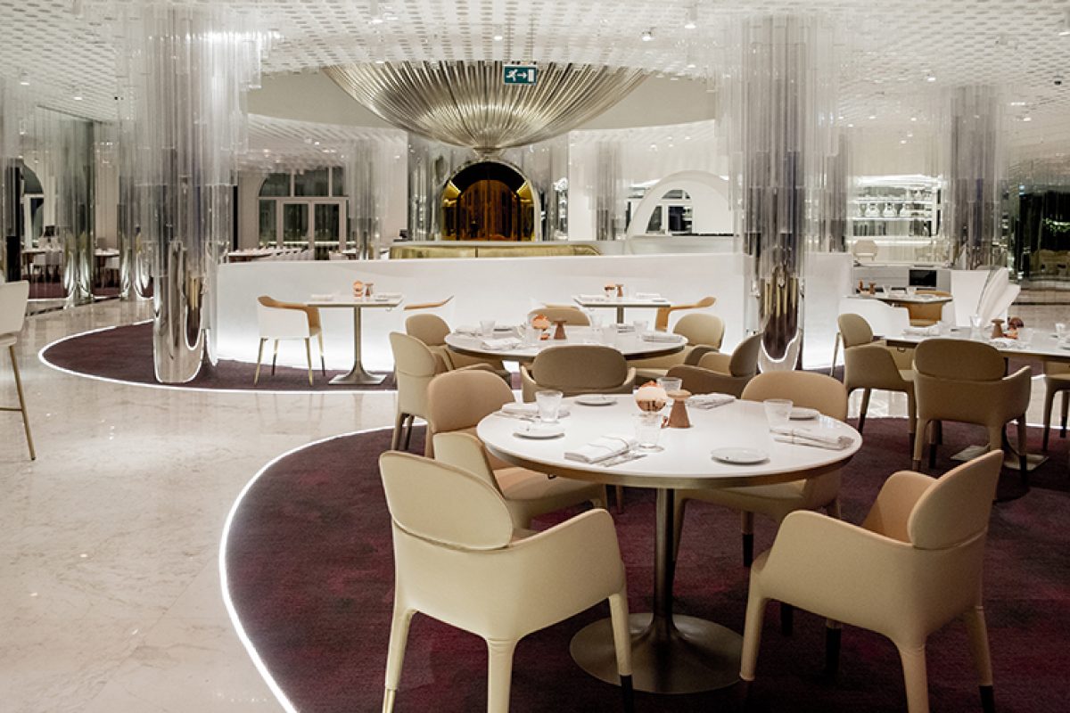 Clavel Arquitectos designed the miX Restaurant by Alain Ducasse in Dubai inspired by Faberg eggs