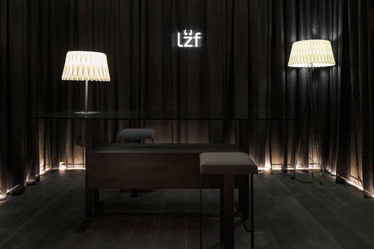 In purest downtown contemporary style. Ramn Esteve designs for LZF the space Black Note in Casa Decor