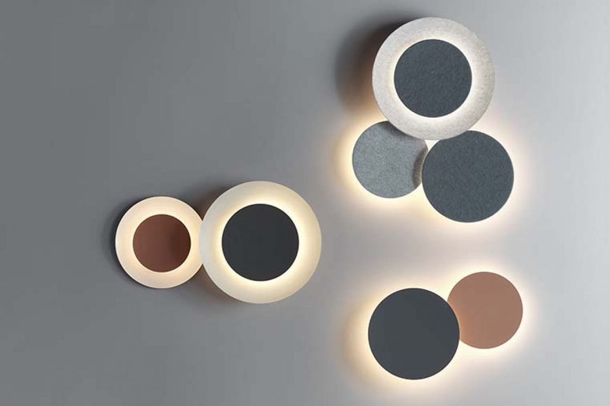 Puck Wall Art, the warm eclipse of light by Vibia is dressed now with felt
