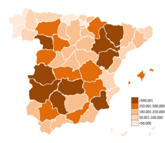 Figura 3. Distribución territorial del censo ovino