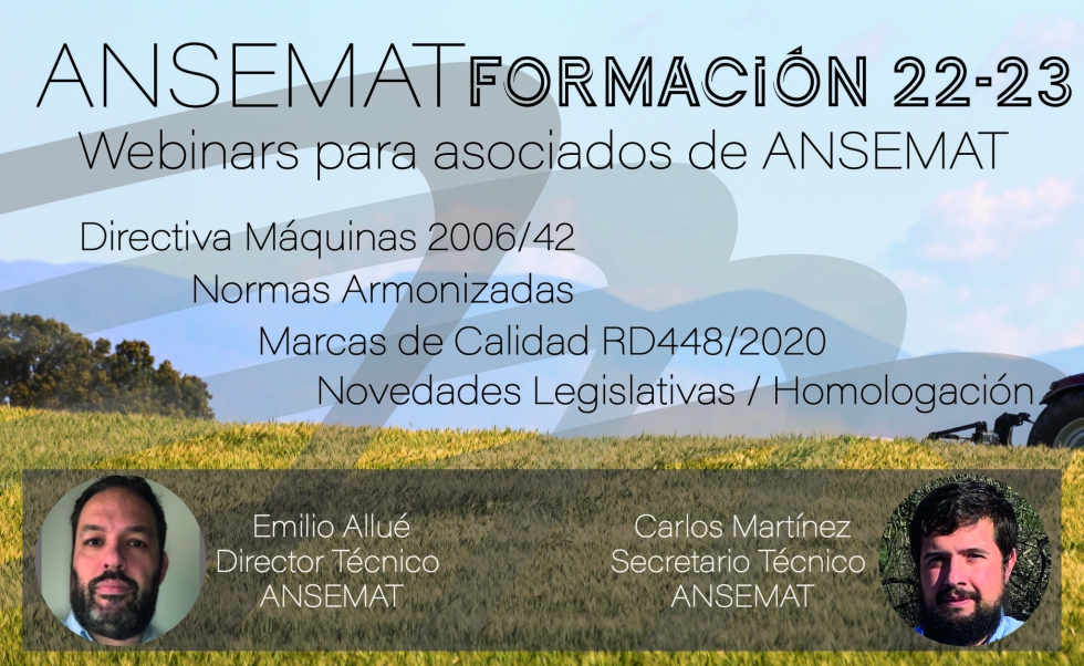 Los webinars sern impartidos por Emilio Allu y Carlos Martnez, director tcnico y secretario tcnico, respectivamente, de ANSEMAT...
