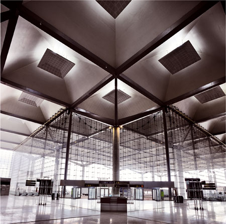 Terminal T3 has 250,000 meters, 180 check-in counters, 48 gates