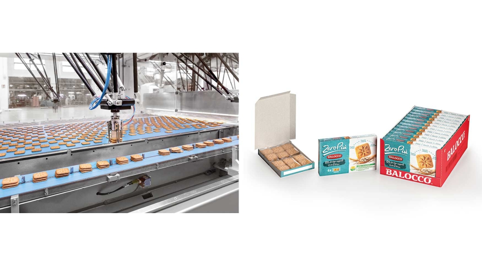 Preagrupadas en el Transmodul, las bolsas tubulares son transportadas a la siguiente fase de embalaje