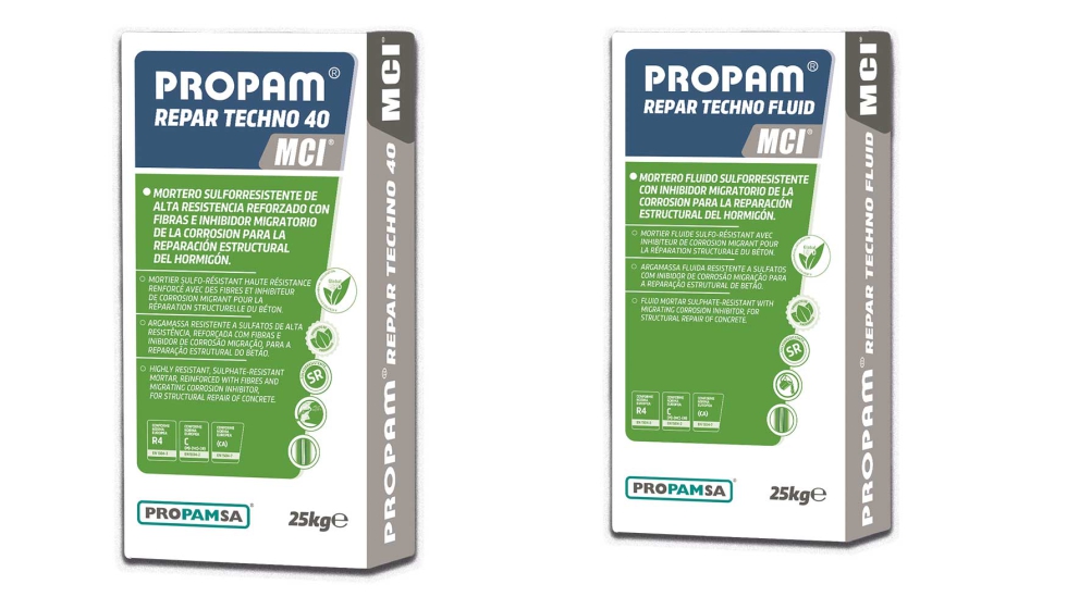Propam Repar Techno 40 MCI y Propam Repar Techno Fluid MCI, retrasan la iniciacin de la corrosin por carbonatacin en el hormign...