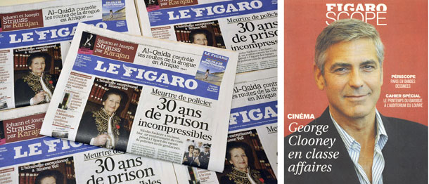 Portada de Le Figaro del pasado 19 de marzo de 2010 y del suplemento semanal FigaroScope